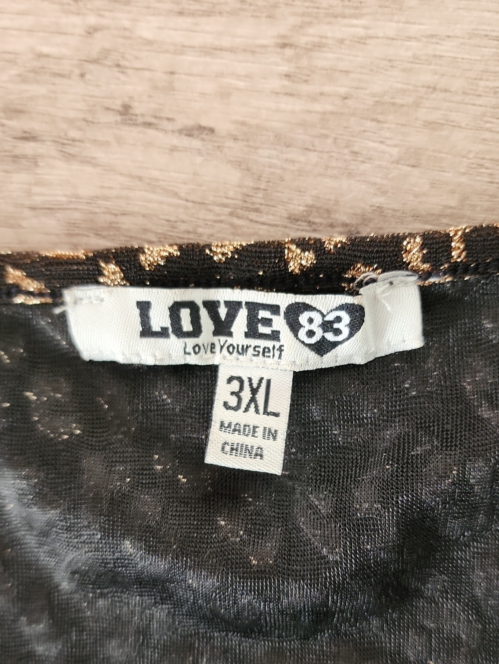 LOVE 83 3XL Leopard Shimmer Print Stretch Top Black Animal Print Short Sleeve - Picture 3 of 6